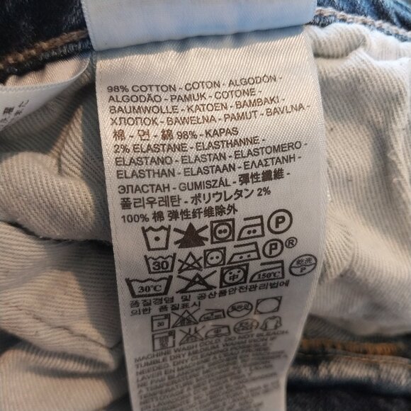 Levis 513 Jeans Mens 38x32 Blue Denim Whiskers Straight Leg Faded Stretch - Picture 10 of 12